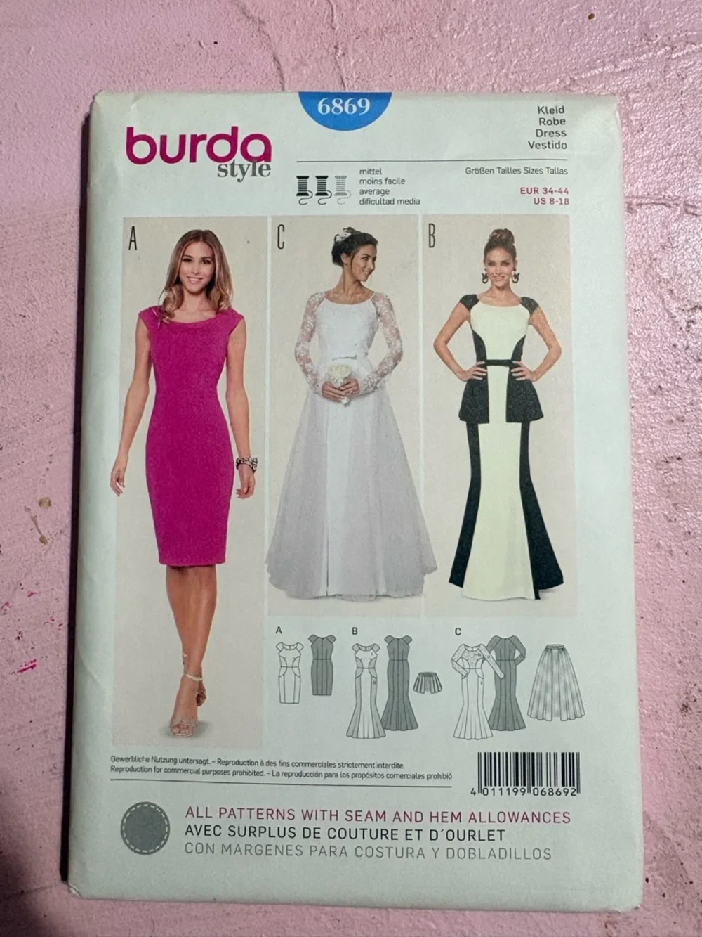 BN UNCUT BURDA 6869 WEDDING DRESS SEWING PATTERN